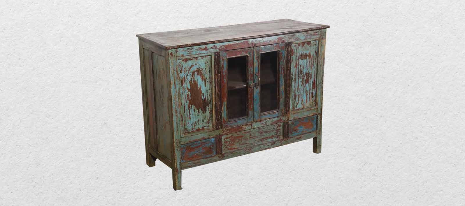 Wooden Blue Glass Sideboard JSB1864