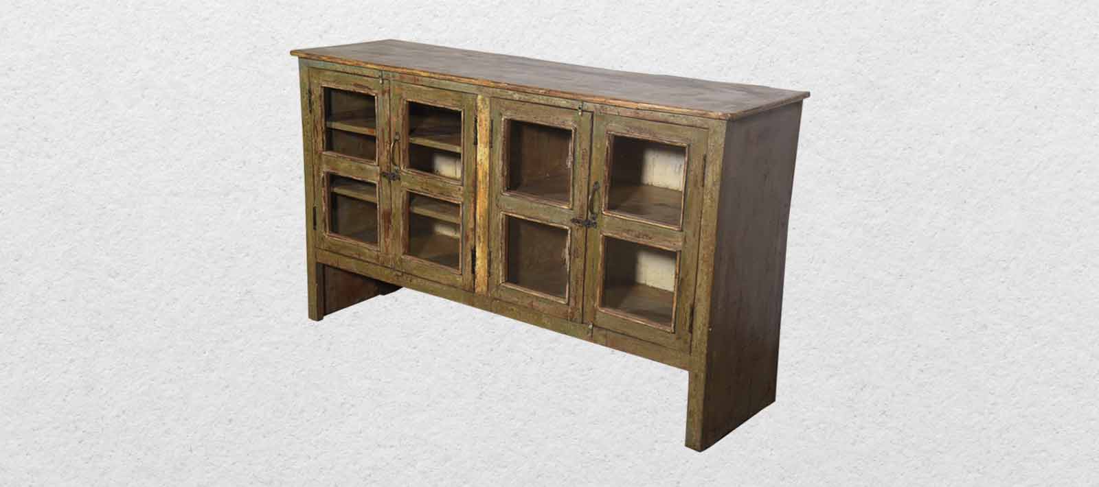 Wooden Coloured Glass Double Door Sideboard JSB2044