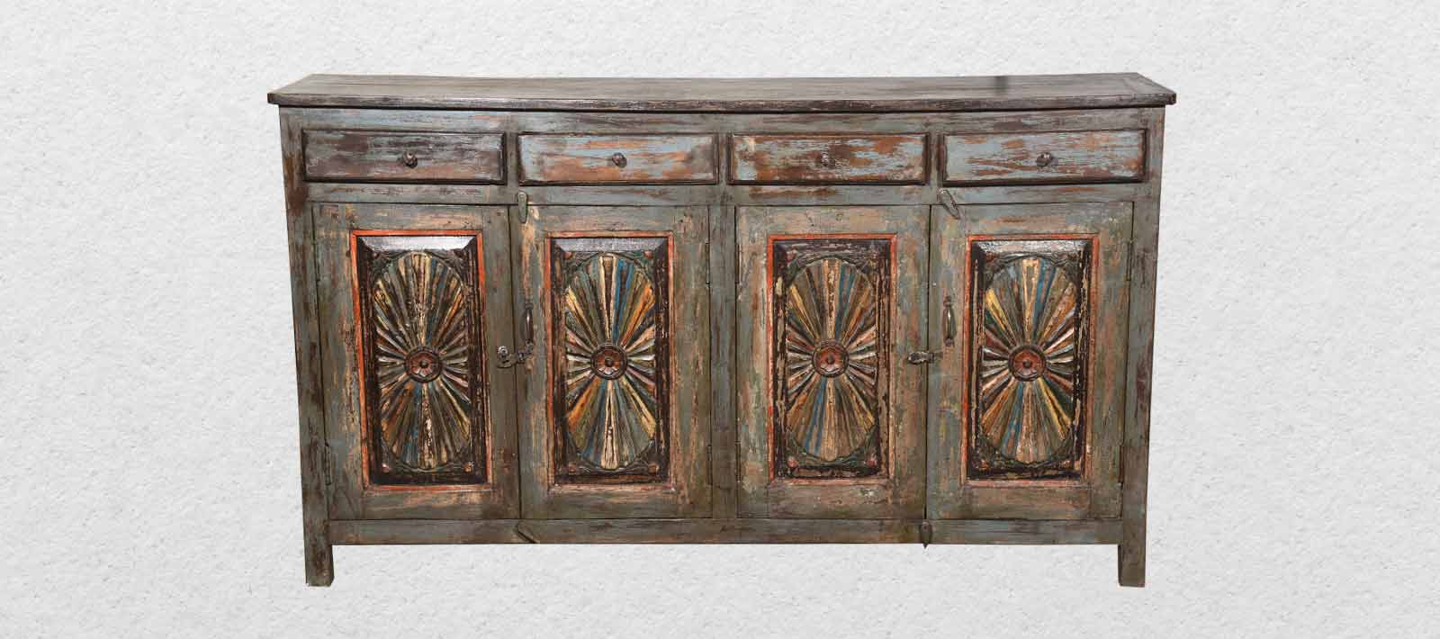 Wooden Sunflower Sideboard With 4 Drawer1