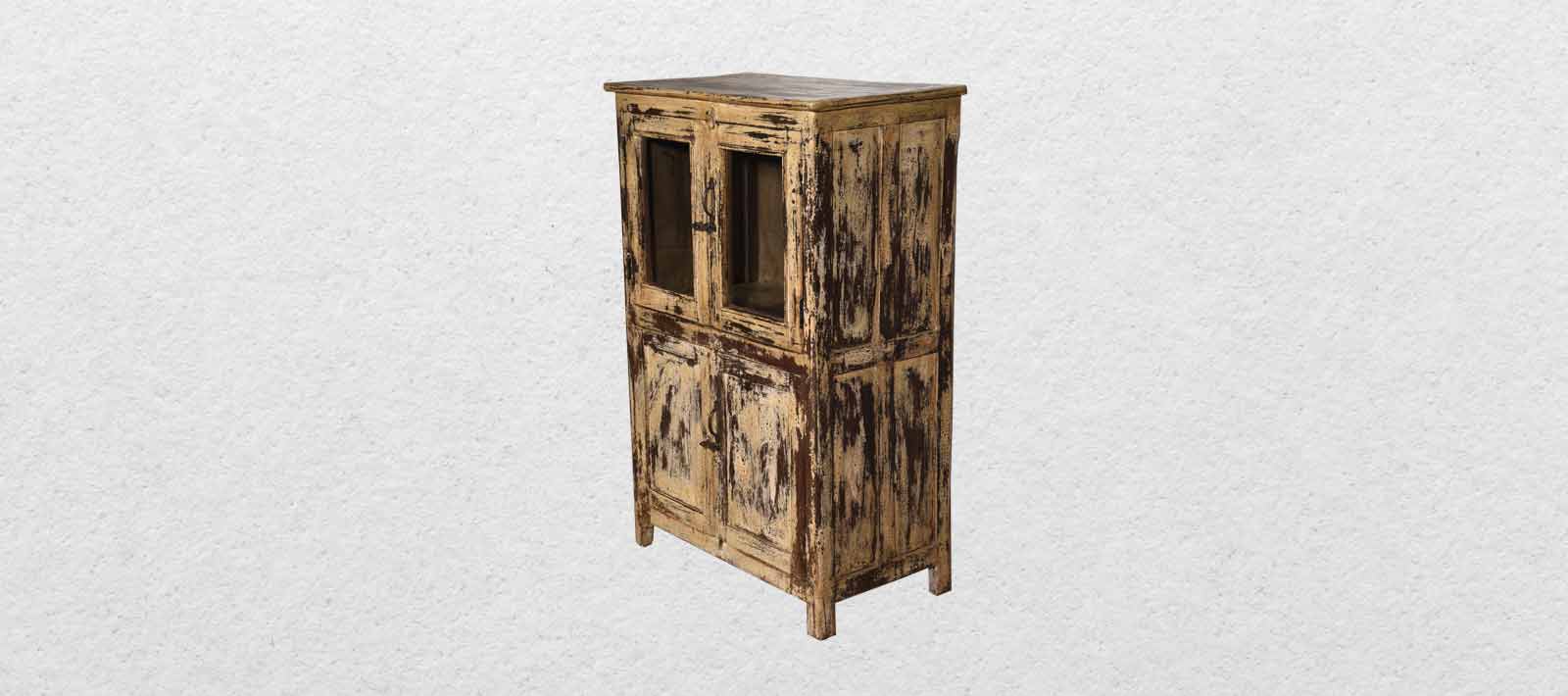 Wooden White Glass Almirah1
